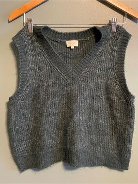 Gentle Fawn green Gray Knit V-Neck Sweater Vest